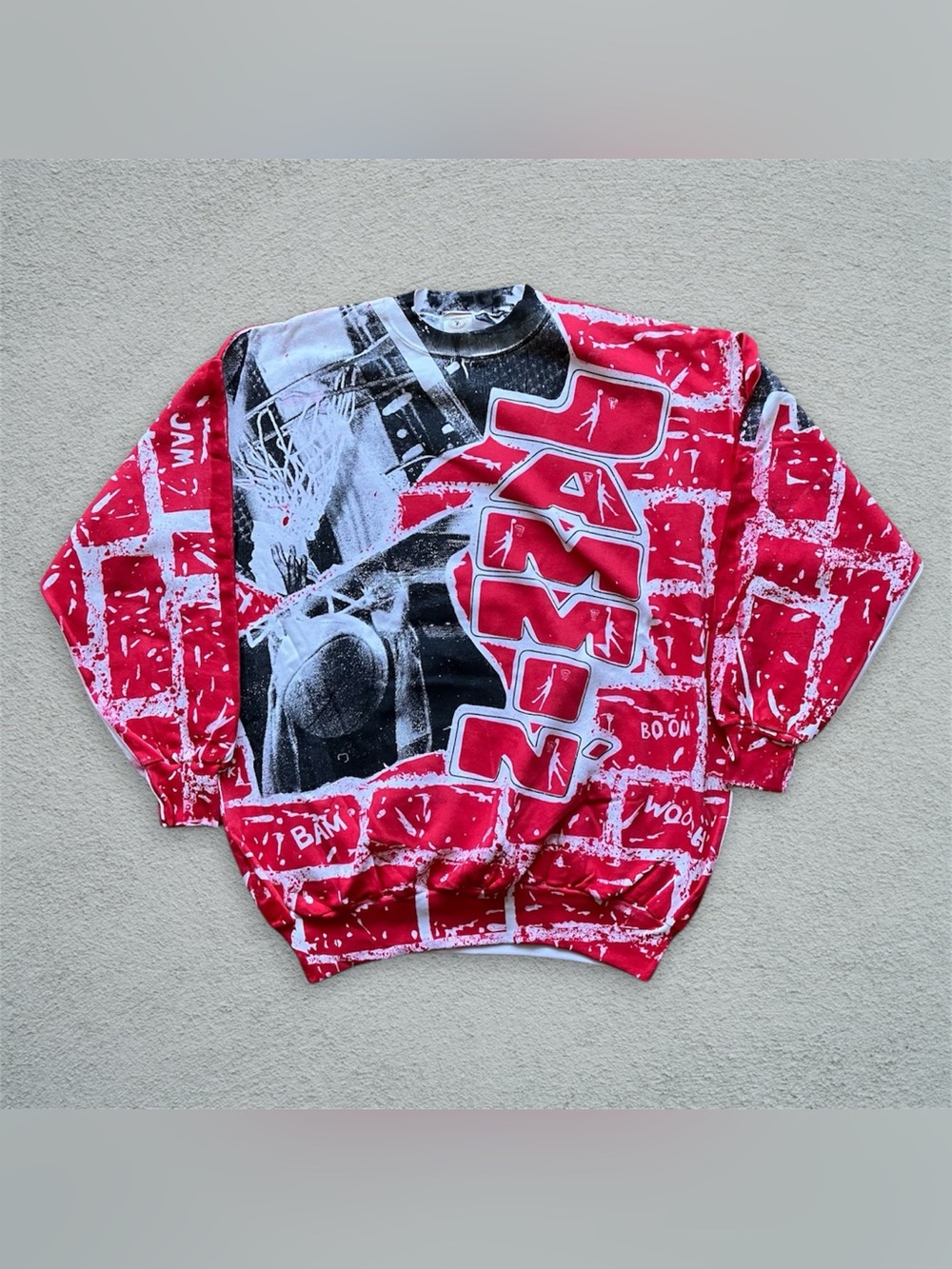 Vintage 90s Basketball Art AOP Crewneck Sweatshirt Jam bulls sports NBA hoops